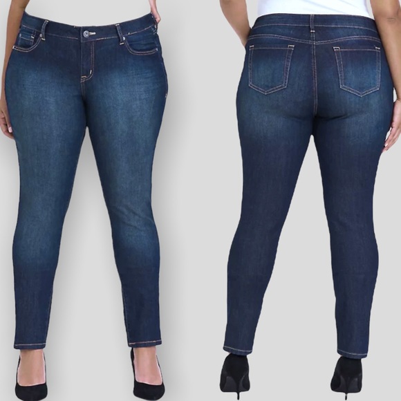 torrid Denim - Torrid Curvy Skinny Jeans 14 Short 14S Super Stretch Dark Wash Blue High Waisted